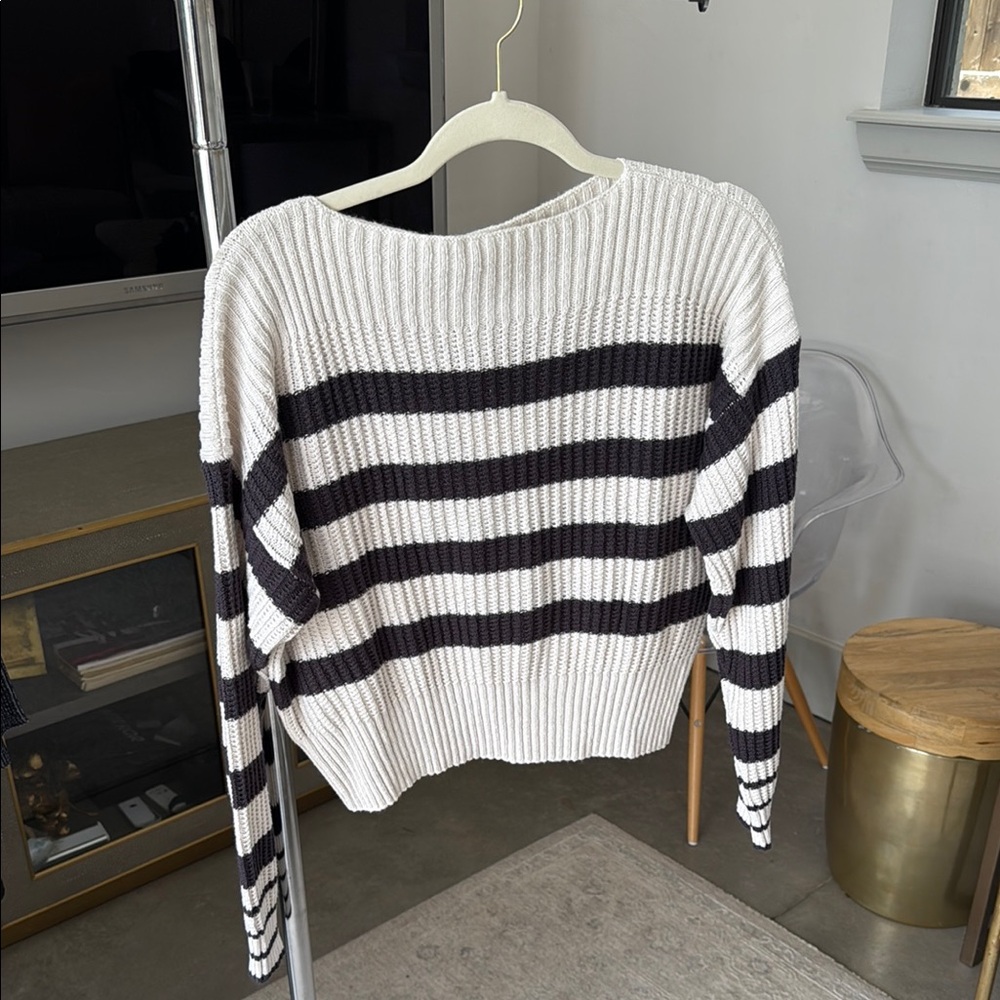 Splendid Black and White Striped Sweater